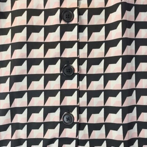 Who What Wear Geometric Print ShortSleeve Button Back Pink Black Gingham Top XS - Picture 7 of 9